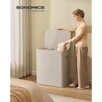 3-Compartment Laundry Hamper – Lid & Removable Liners, for Whole Family Laundry Sorting