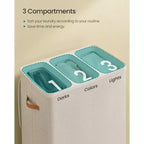 3-Compartment Laundry Hamper – Lid & Removable Liners, for Whole Family Laundry Sorting