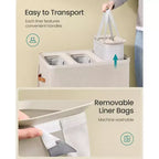 3-Compartment Laundry Hamper – Lid & Removable Liners, for Whole Family Laundry Sorting