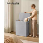 3-Compartment Laundry Hamper – Lid & Removable Liners, for Whole Family Laundry Sorting