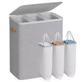 3-Compartment Laundry Hamper – Lid & Removable Liners, for Whole Family Laundry Sorting