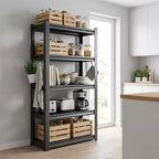 5-Tier Heavy-Duty Metal Storage Shelves – 2000 lbs Capacity, Adjustable, Black