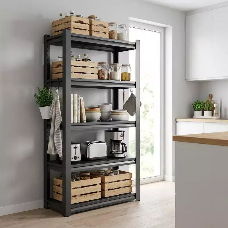 5-Tier Heavy-Duty Metal Storage Shelves – 2000 lbs Capacity, Adjustable, Black