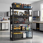 5-Tier Heavy-Duty Metal Storage Shelves – 2000 lbs Capacity, Adjustable, Black