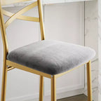 Counter Height Barstools – Set of 2, Footrest, Back Support, Upholstered, Metal Frame