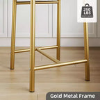 Counter Height Barstools – Set of 2, Footrest, Back Support, Upholstered, Metal Frame