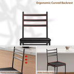 Counter Height Barstools – Set of 2, Footrest, Back Support, Upholstered, Metal Frame