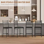 Counter Height Barstools – Set of 2, Footrest, Back Support, Upholstered, Metal Frame