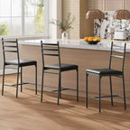 Bar Stools Set of 2, Counter Height Barstools w/Footrest & Back, Modern Upholstered Bar Chairs, Metal Bar Stools for Kitchen Counter, Island