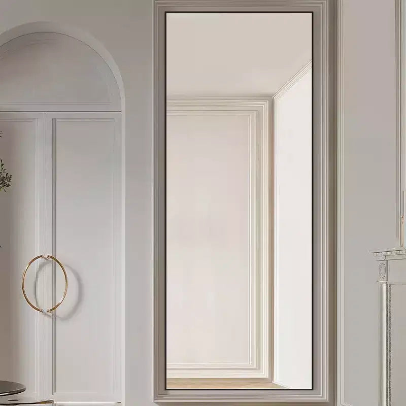 Black Rectangular Full Length Mirror with Stand – Thin Aluminum Alloy Frame, Bedroom & Living Room