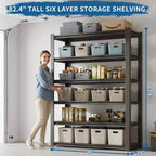 6-Tier Heavy-Duty Metal Storage Shelves – 2400 lbs Capacity, Adjustable, for Garage & Kitchen