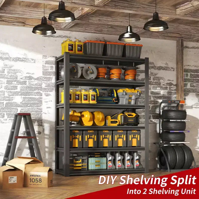 6-Tier Heavy-Duty Metal Storage Shelves – 2400 lbs Capacity, Adjustable, for Garage & Kitchen