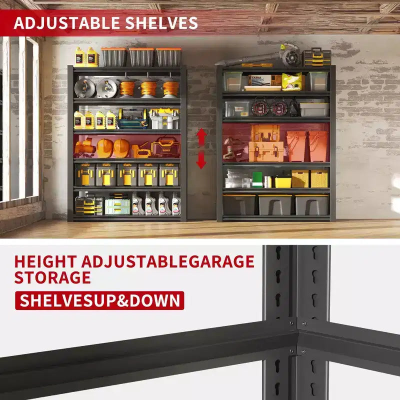 6-Tier Heavy-Duty Metal Storage Shelves – 2400 lbs Capacity, Adjustable, for Garage & Kitchen