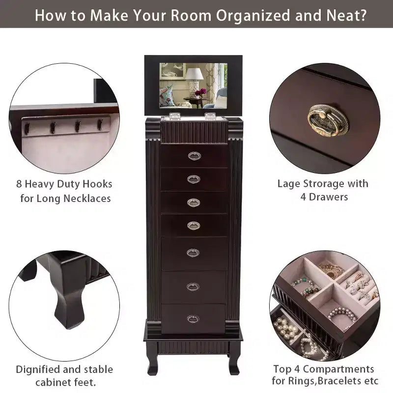14.8'' Wide Freestanding Jewelry Armoire