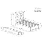 Twin Modern Bed Frame – Wooden Storage Headboard, Built-in LED & USB, Bookcase Platform
