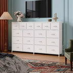18-Drawer Dresser with Charging Station – Fabric Storage Chest, TV Stand Organizer