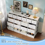 18-Drawer Dresser with Charging Station – Fabric Storage Chest, TV Stand Organizer