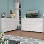 18-Drawer Dresser with Charging Station – Fabric Storage Chest, TV Stand Organizer