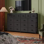 18-Drawer Dresser with Charging Station – Fabric Storage Chest, TV Stand Organizer