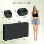 18-Drawer Dresser with Charging Station – Fabric Storage Chest, TV Stand Organizer
