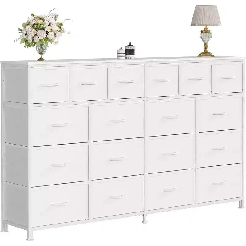18-Drawer Dresser with Charging Station – Fabric Storage Chest, TV Stand Organizer
