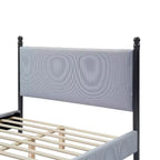 Modern Rubberwood Upholstered Striped Bed – High Headboard