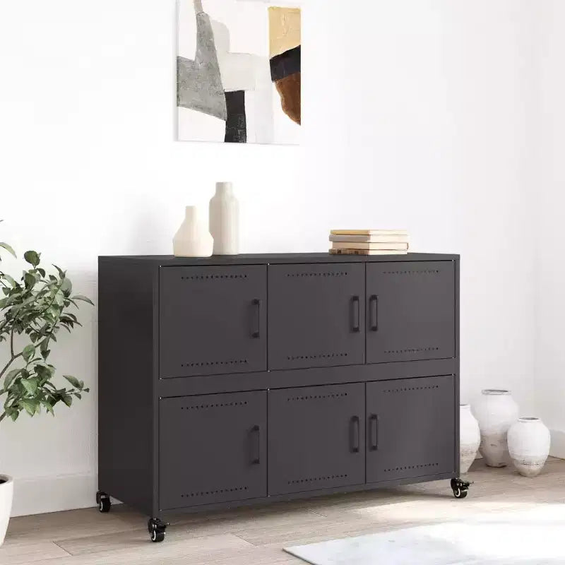 Large Rectangular Sideboard – Black Cold-Rolled Steel, Modern Industrial Storage