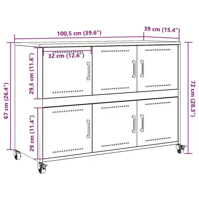 Large Rectangular Sideboard – Black Cold-Rolled Steel, Modern Industrial Storage