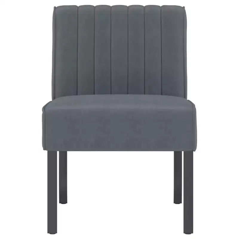 Slipper Chair – Dark Gray Velvet, Accent Chair for Living Room & Bedroom