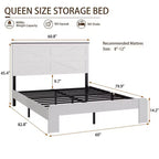 Industrial Wooden Platform Bed with Headboard –  Sturdy Frame
