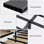 Industrial Wooden Platform Bed with Headboard –  Sturdy Frame