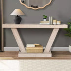 Vintage Industrial Console Table for Living Room Office, Rectangular Wood Sofa Table with Distressed Wood Finish