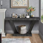 Vintage Industrial Console Table for Living Room Office, Rectangular Wood Sofa Table with Distressed Wood Finish