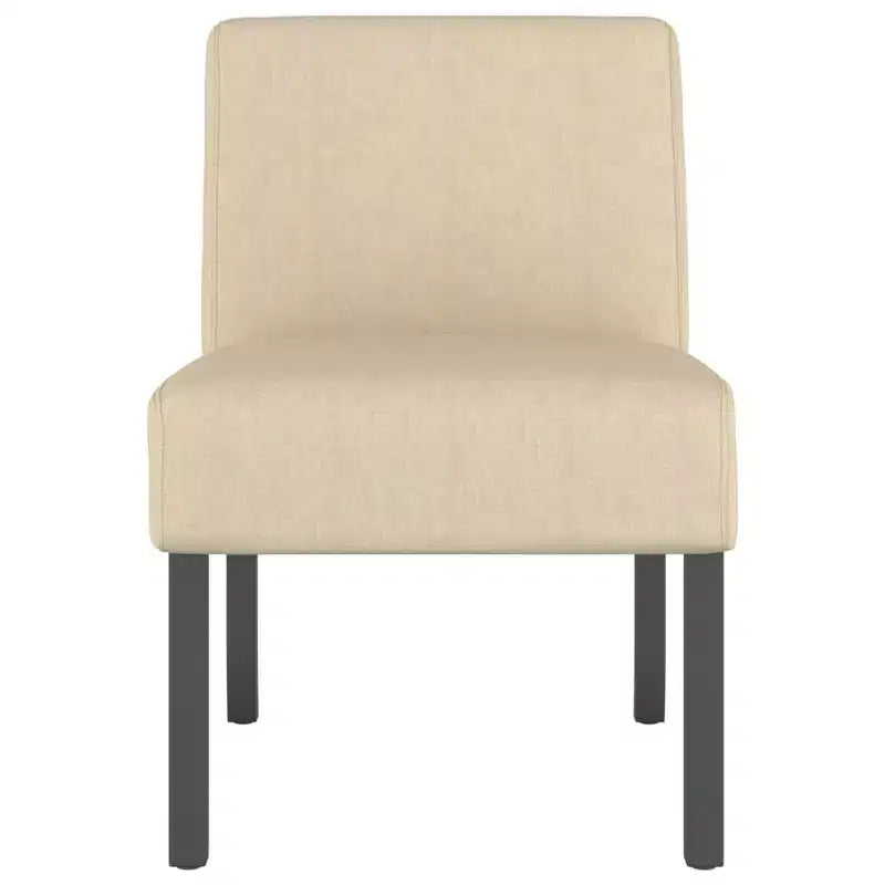 Slipper Chair – Cream Polyester, Single Accent Chair for Living Room & Bedroom