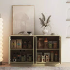 Modern Fluted Storage Buffet Cabinet – 4 Doors, Adjustable Shelves, Sideboard for Dining Room