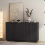 Modern Fluted Storage Buffet Cabinet – 4 Doors, Adjustable Shelves, Sideboard for Dining Room