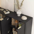 Modern Fluted Storage Buffet Cabinet – 4 Doors, Adjustable Shelves, Sideboard for Dining Room