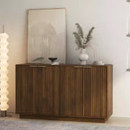 Modern Fluted Storage Buffet Cabinet – 4 Doors, Adjustable Shelves, Sideboard for Dining Room