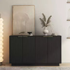 Okak Modern Fluted Storage Buffet Cabinet with 4 Doors & Adjustable Shelves,Decorative Sideboard Accent Cabinet for Dining Room,Kitchen