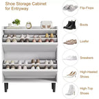 Freestanding Shoe Cabinet – 4 Flip Doors, Adjustable Shelf, Hidden Storage Organizer for Entryway