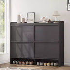 Freestanding Shoe Cabinet – 4 Flip Doors, Adjustable Shelf, Hidden Storage Organizer for Entryway