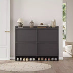 Freestanding Shoe Cabinet – 4 Flip Doors, Adjustable Shelf, Hidden Storage Organizer for Entryway