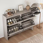 Freestanding Shoe Cabinet – 4 Flip Doors, Adjustable Shelf, Hidden Storage Organizer for Entryway