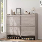 Freestanding Shoe Cabinet – 4 Flip Doors, Adjustable Shelf, Hidden Storage Organizer for Entryway
