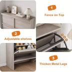 Freestanding Shoe Cabinet – 4 Flip Doors, Adjustable Shelf, Hidden Storage Organizer for Entryway