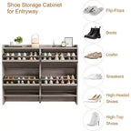 Freestanding Shoe Cabinet – 4 Flip Doors, Adjustable Shelf, Hidden Storage Organizer for Entryway