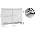 Freestanding Shoe Cabinet – 4 Flip Doors, Adjustable Shelf, Hidden Storage Organizer for Entryway