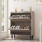 47.2in Freestanding Shoe Cabinet with 4 Flip Doors, Adjustable ShelfWooden Hidden Storage Organizer for Entryway, Hallway