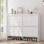 Freestanding Shoe Cabinet – 4 Flip Doors, Adjustable Shelf, Hidden Storage Organizer for Entryway