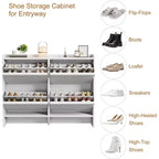 Freestanding Shoe Cabinet – 4 Flip Doors, Adjustable Shelf, Hidden Storage Organizer for Entryway
